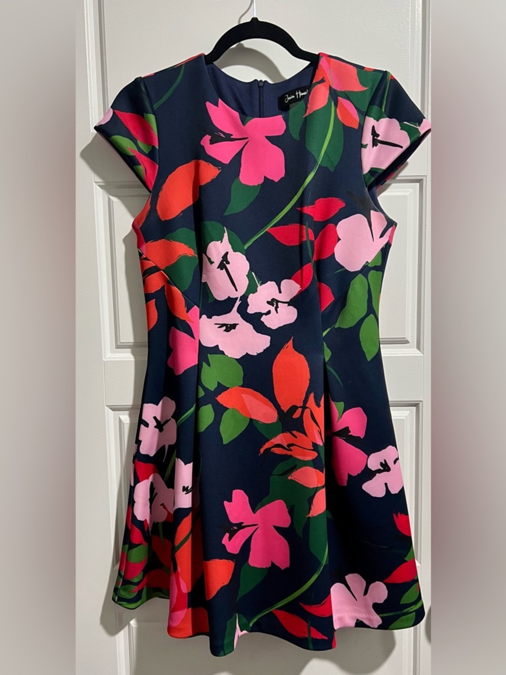 Jessica Howard Navy Dress with Pink, Red & Green Floral Print